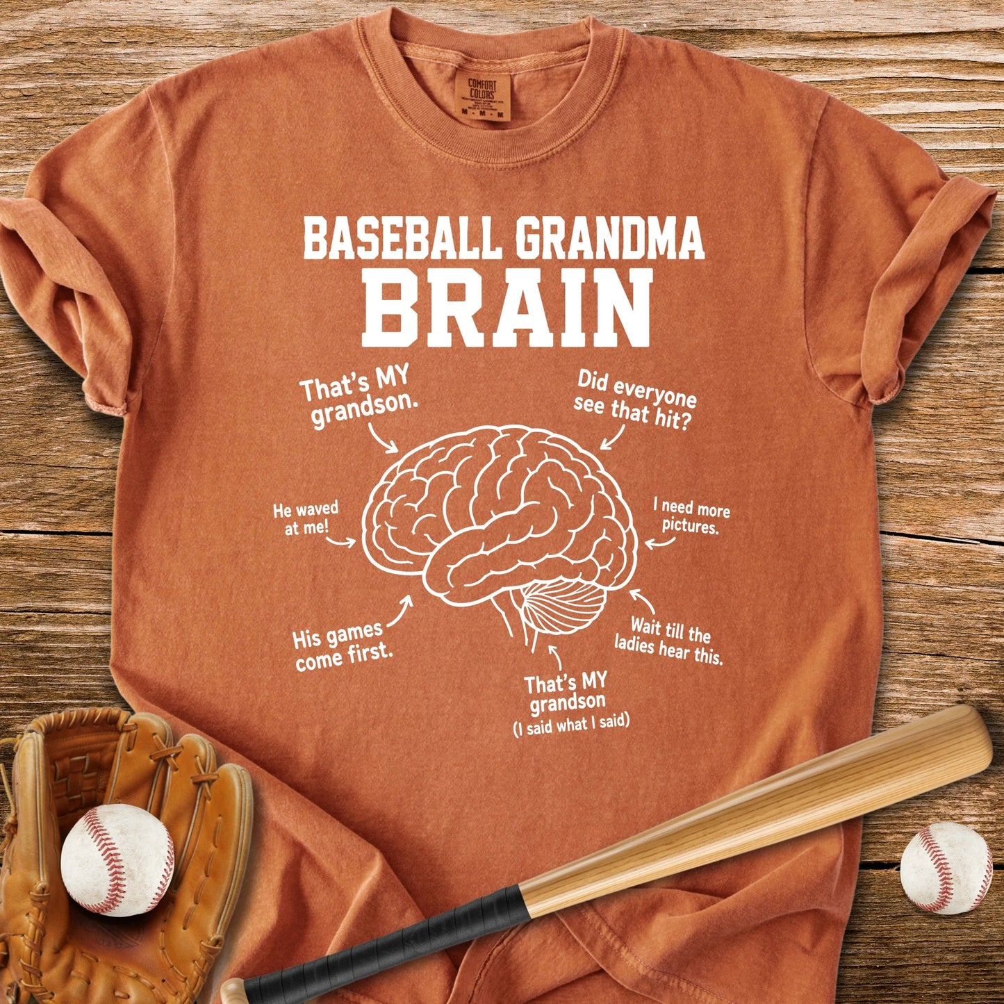 Baseball Grandma Brain - HomeRun PrintsComfort Colors