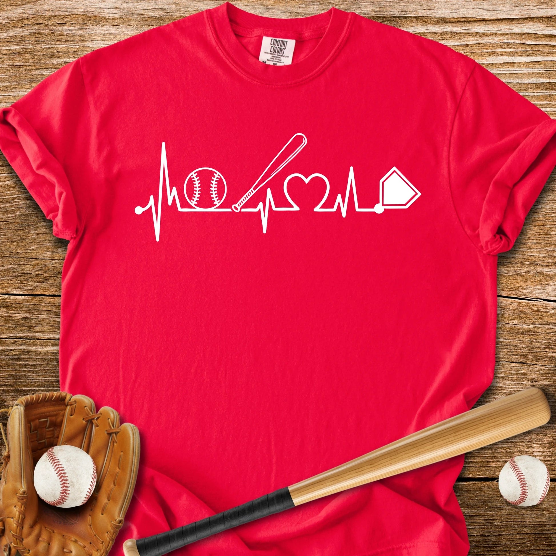Baseball Heartbeat Line - HomeRun PrintsComfort Colors