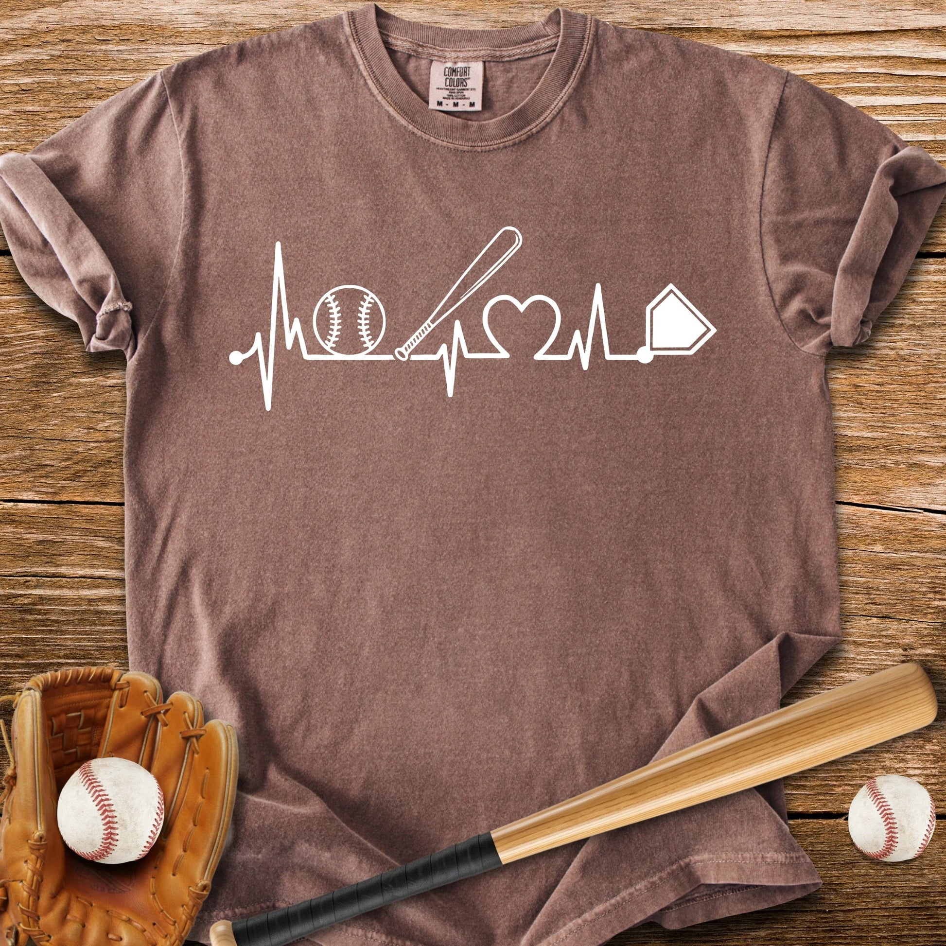 Baseball Heartbeat Line - HomeRun PrintsComfort Colors