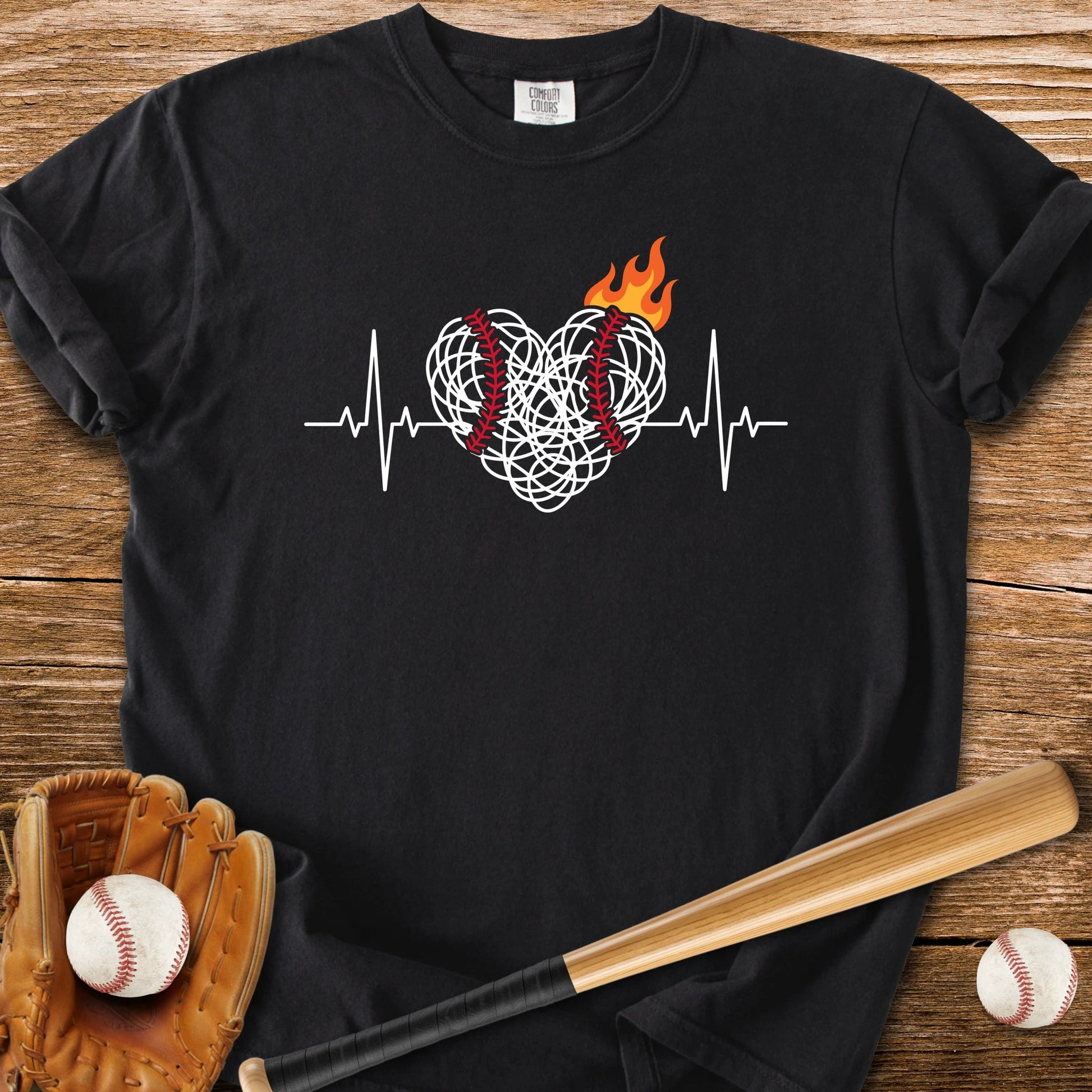 Baseball Heartbeat On Fire - HomeRun PrintsComfort Colors