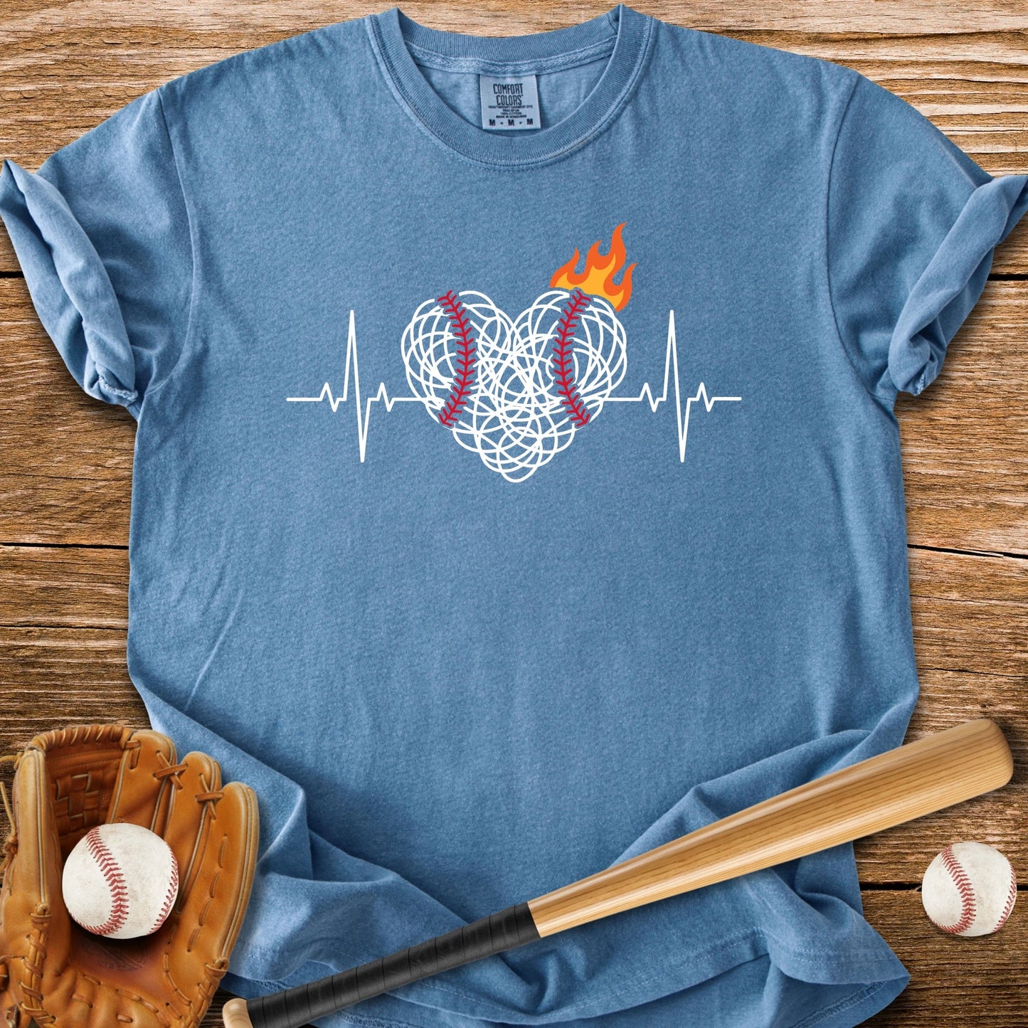 Baseball Heartbeat On Fire - HomeRun PrintsComfort Colors