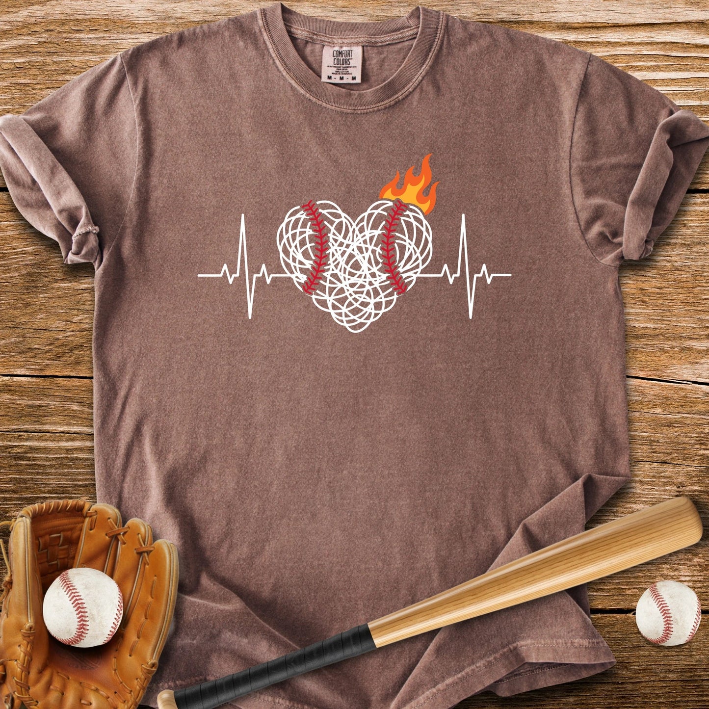Baseball Heartbeat On Fire - HomeRun PrintsComfort Colors