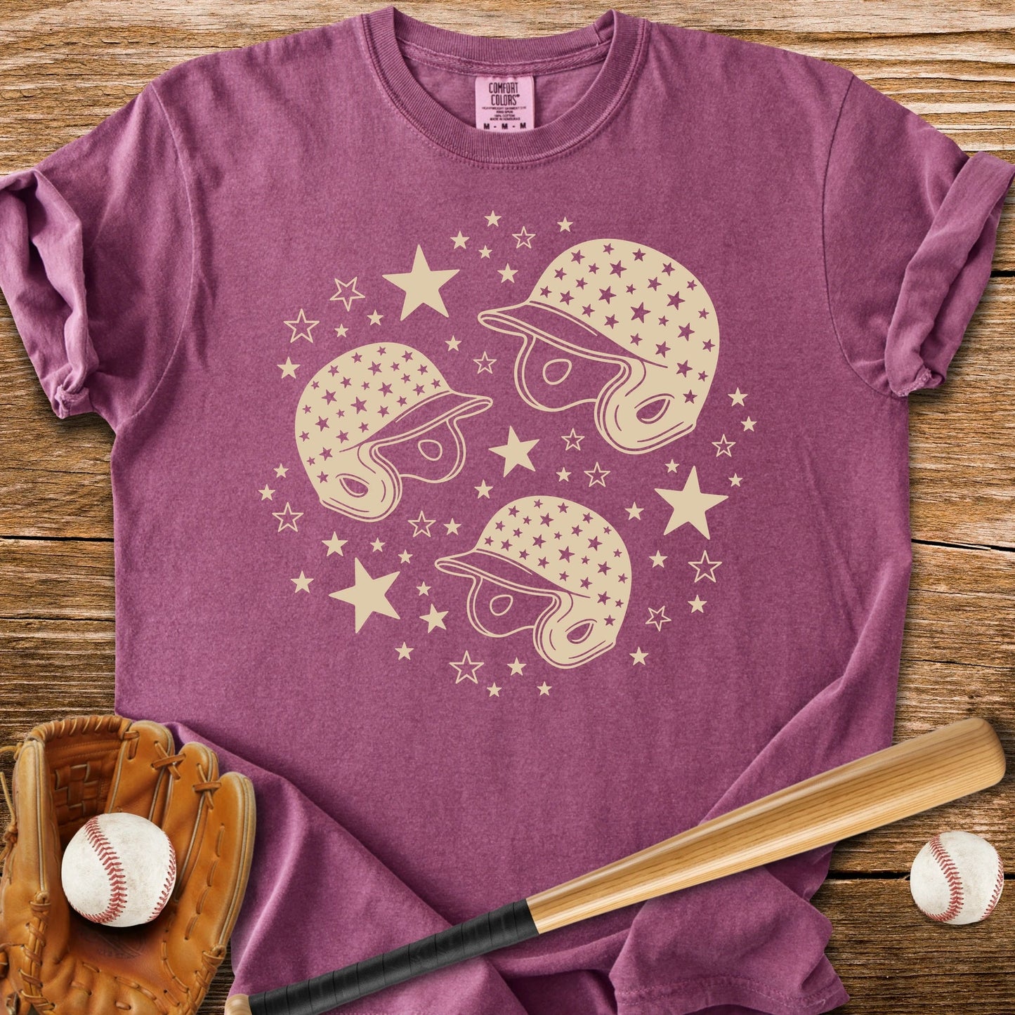 Baseball Helmet Stars - HomeRun PrintsComfort Colors