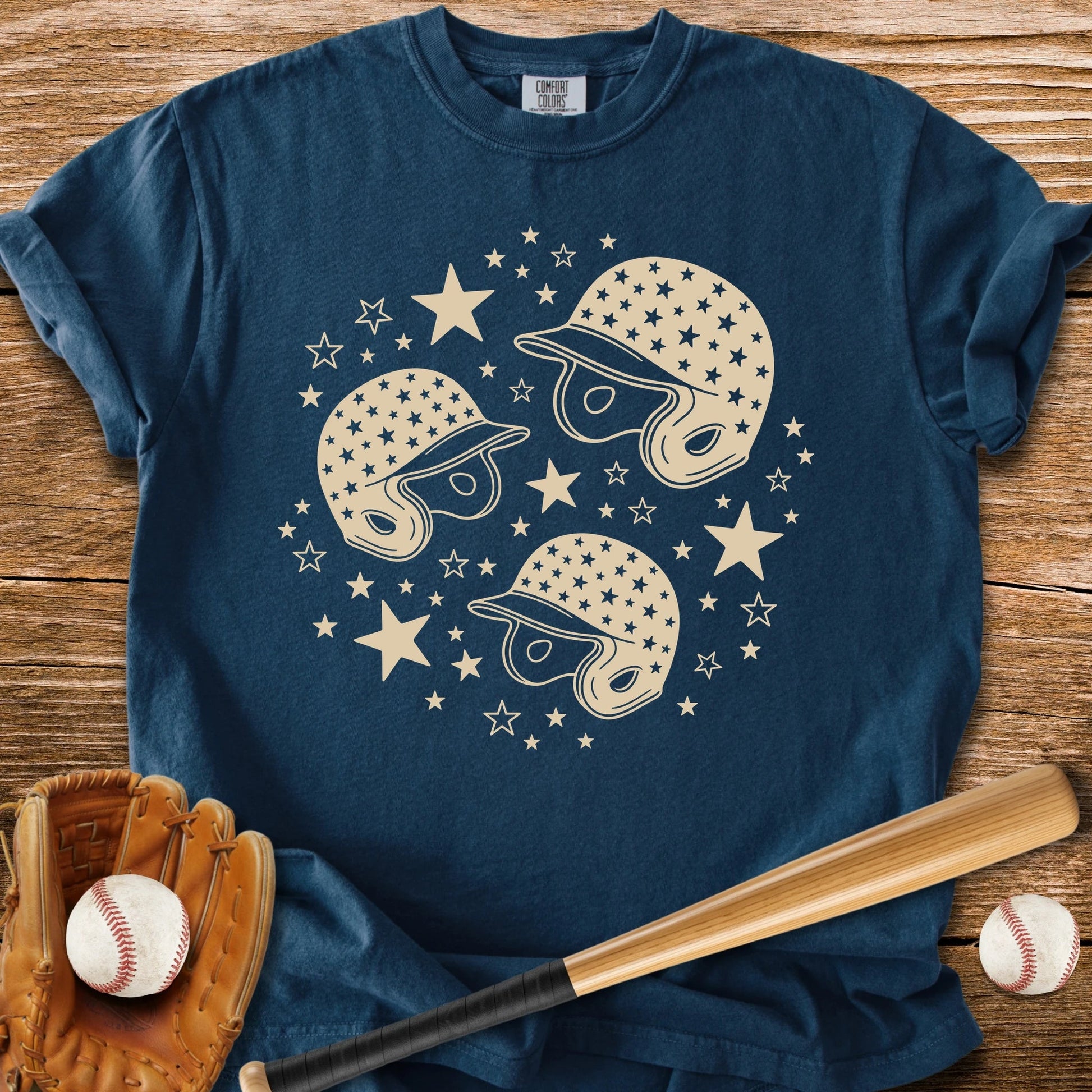 Baseball Helmet Stars - HomeRun PrintsComfort Colors