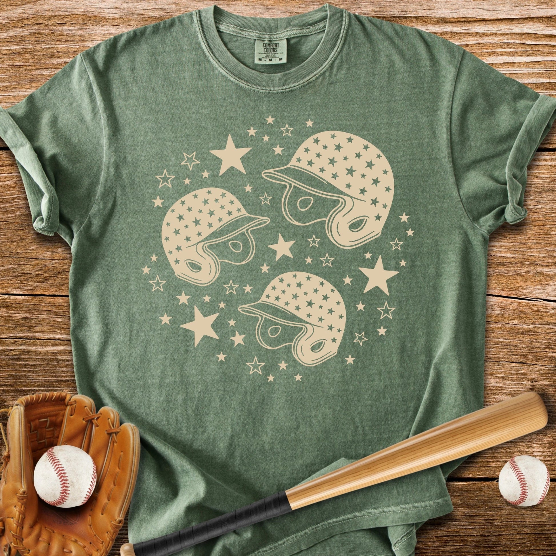 Baseball Helmet Stars - HomeRun PrintsComfort Colors