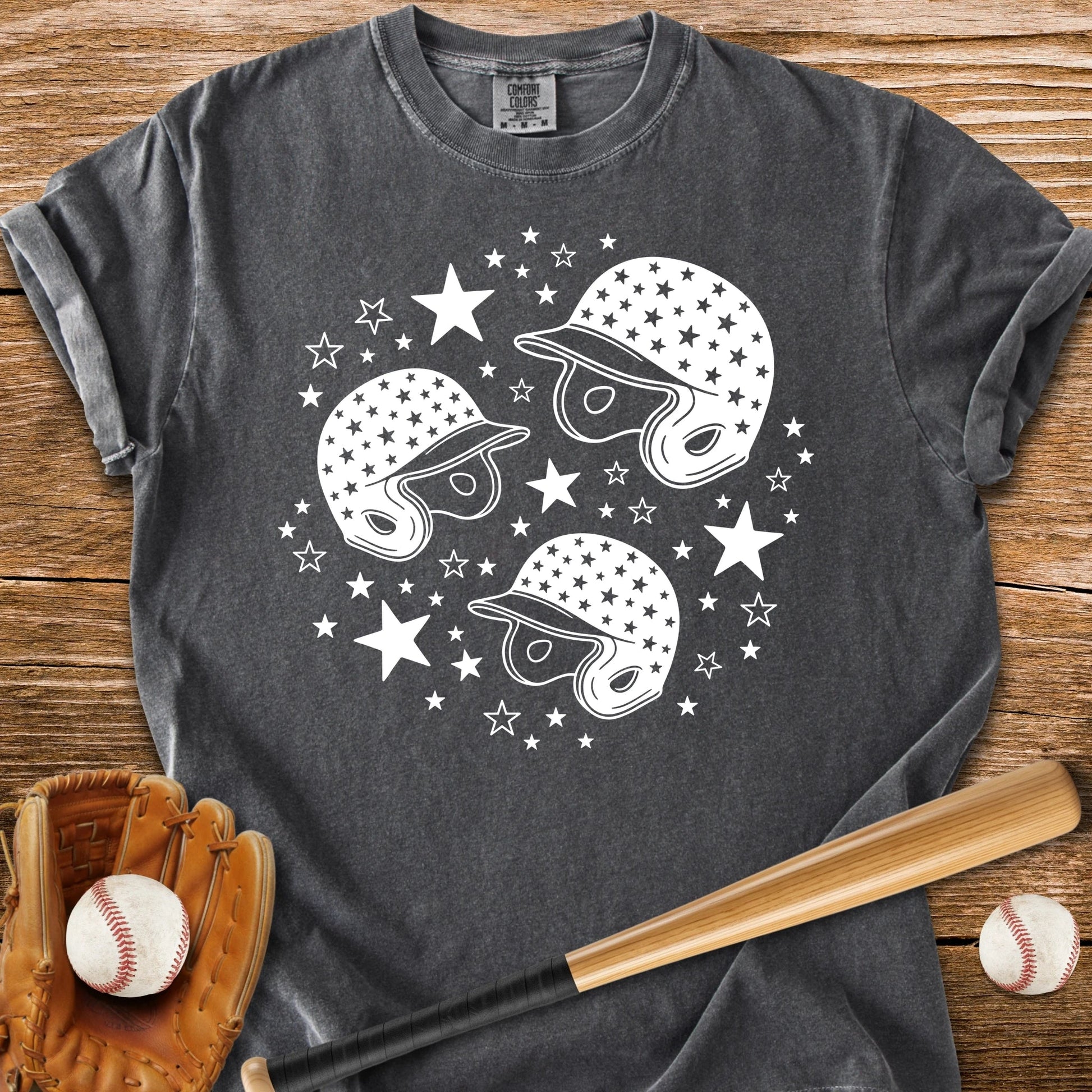 Baseball Helmet Stars - HomeRun PrintsComfort Colors