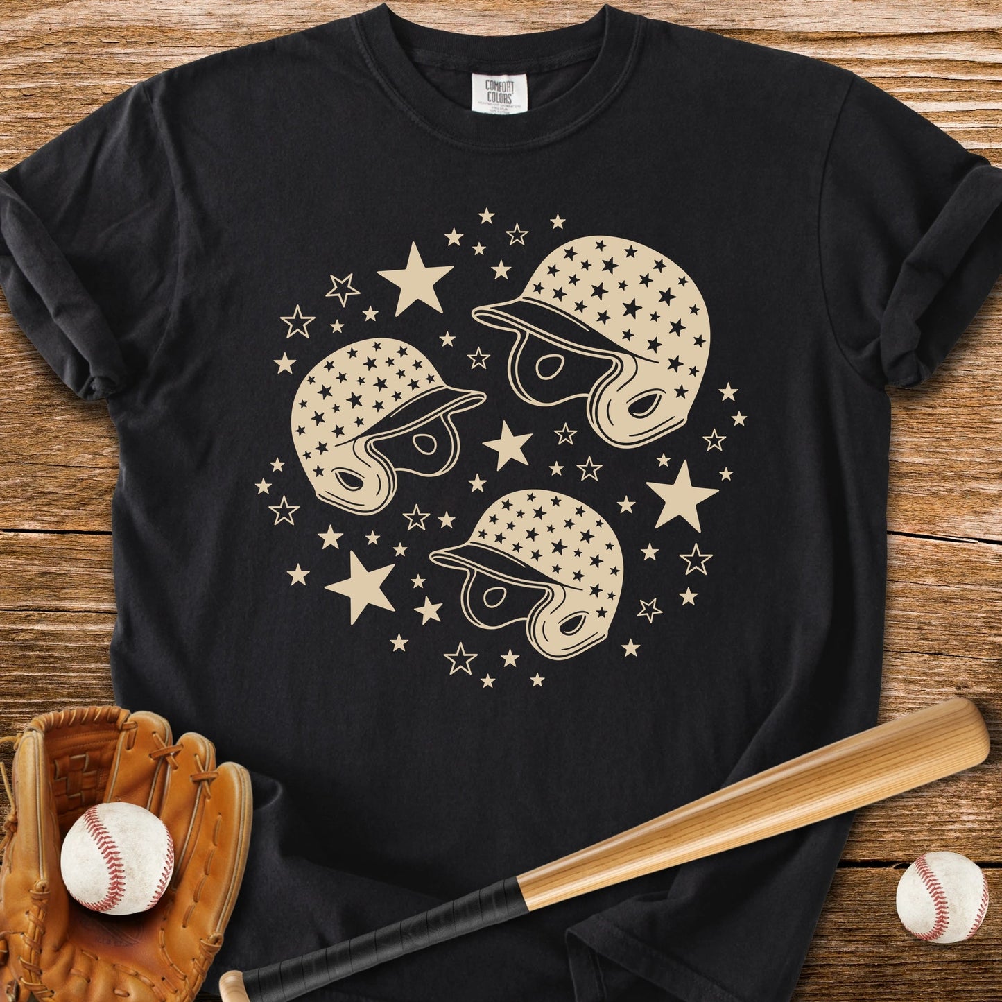 Baseball Helmet Stars - HomeRun PrintsComfort Colors