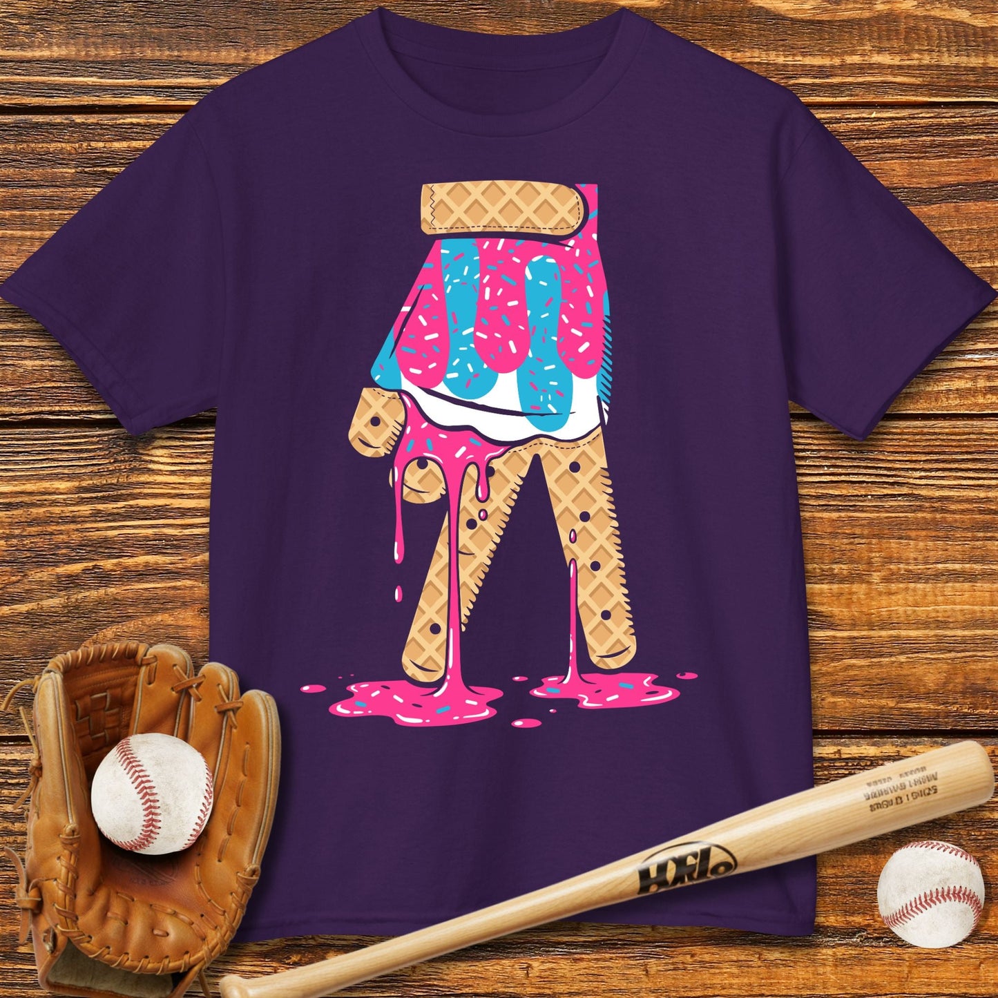 Baseball Ice Cream Drip Kids T-shirt - HomeRun PrintsKids clothes
