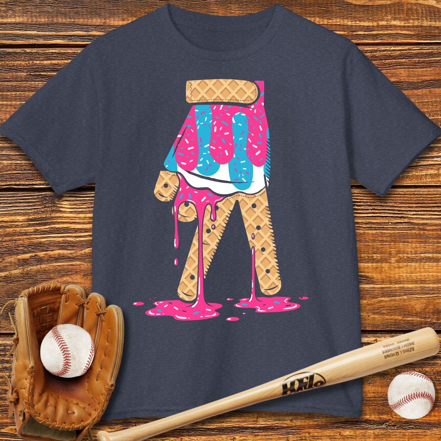Baseball Ice Cream Drip Kids T-shirt - HomeRun PrintsKids clothes