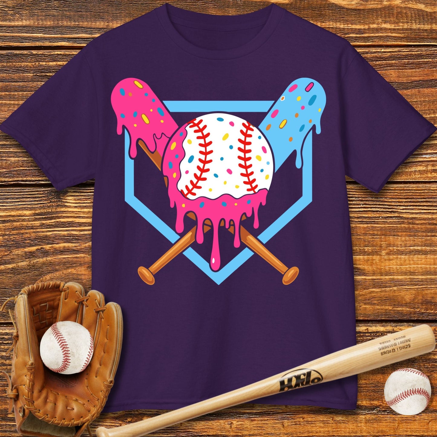Baseball Ice Cream Drip Kids T-shirt - HomeRun PrintsKids clothes