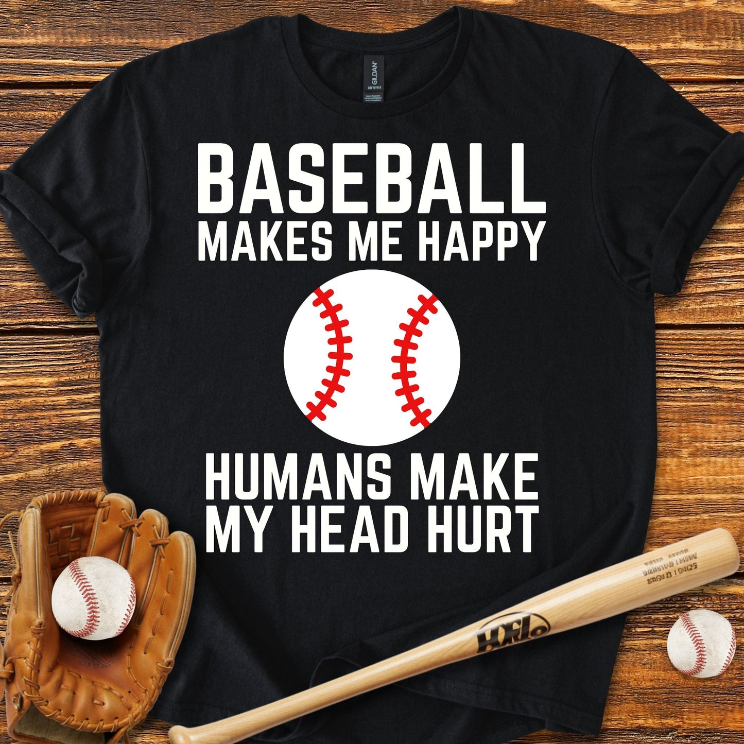 Baseball Makes Me Happy T-Shirt - HomeRun PrintsT-Shirt