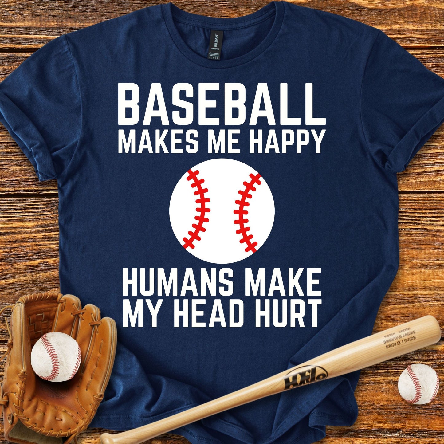 Baseball Makes Me Happy T-Shirt - HomeRun PrintsT-Shirt
