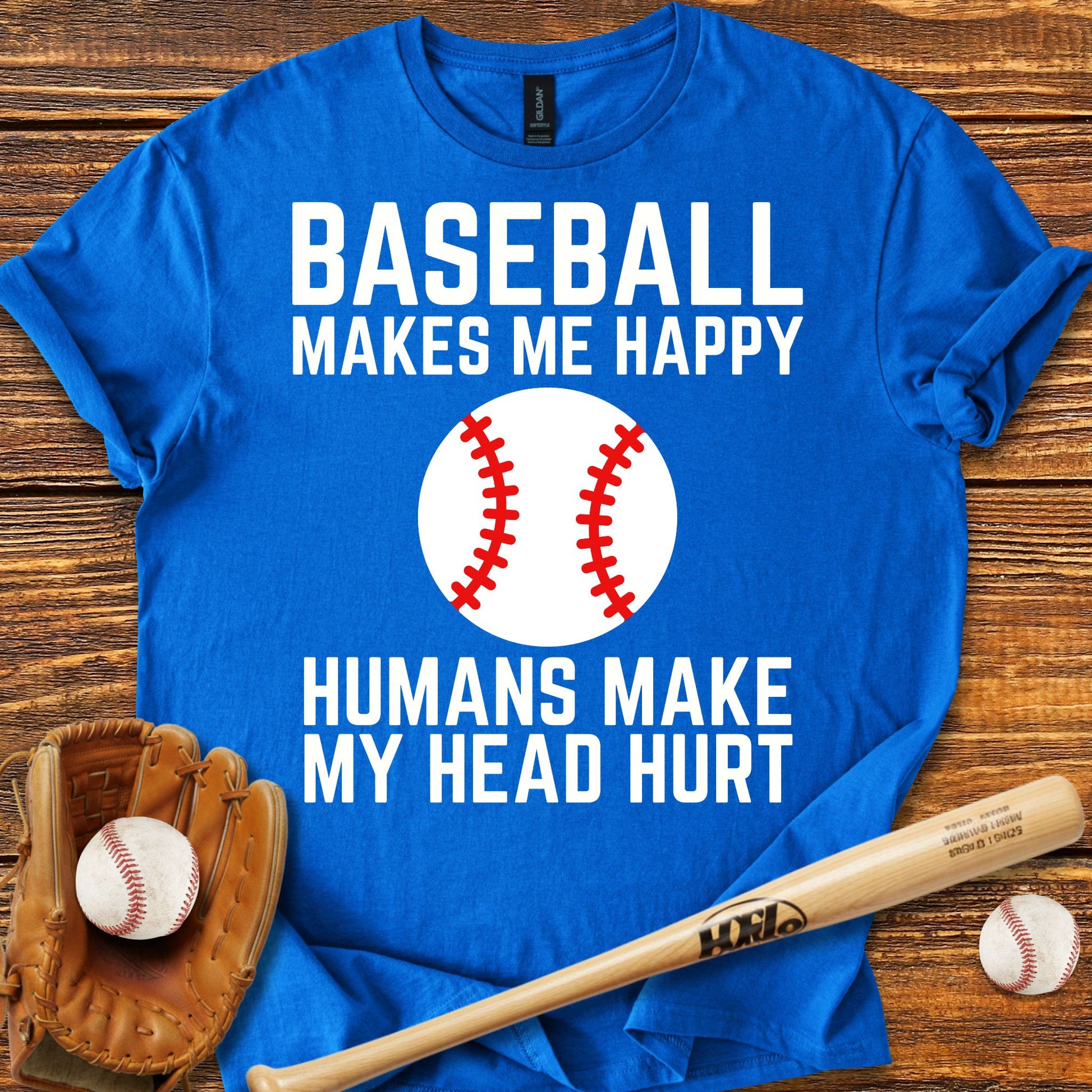 Baseball Makes Me Happy T-Shirt - HomeRun PrintsT-Shirt