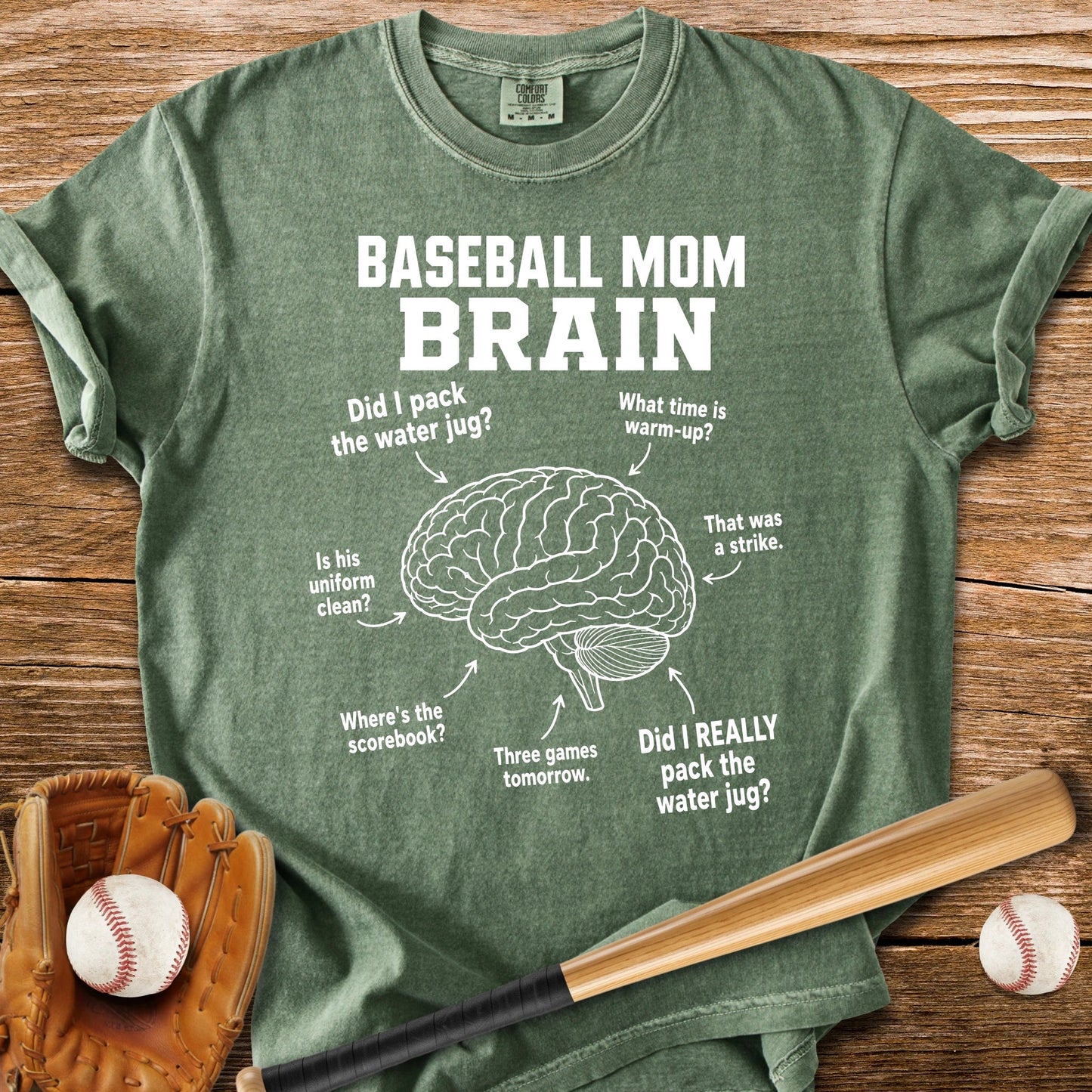 Baseball Mom Brain - HomeRun PrintsComfort Colors