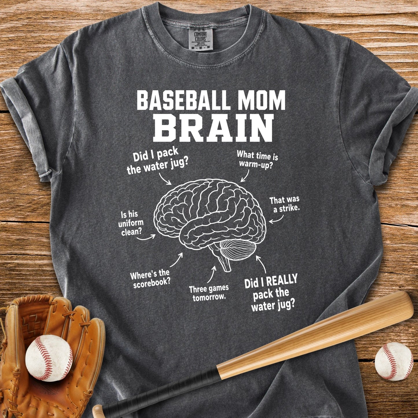 Baseball Mom Brain - HomeRun PrintsComfort Colors