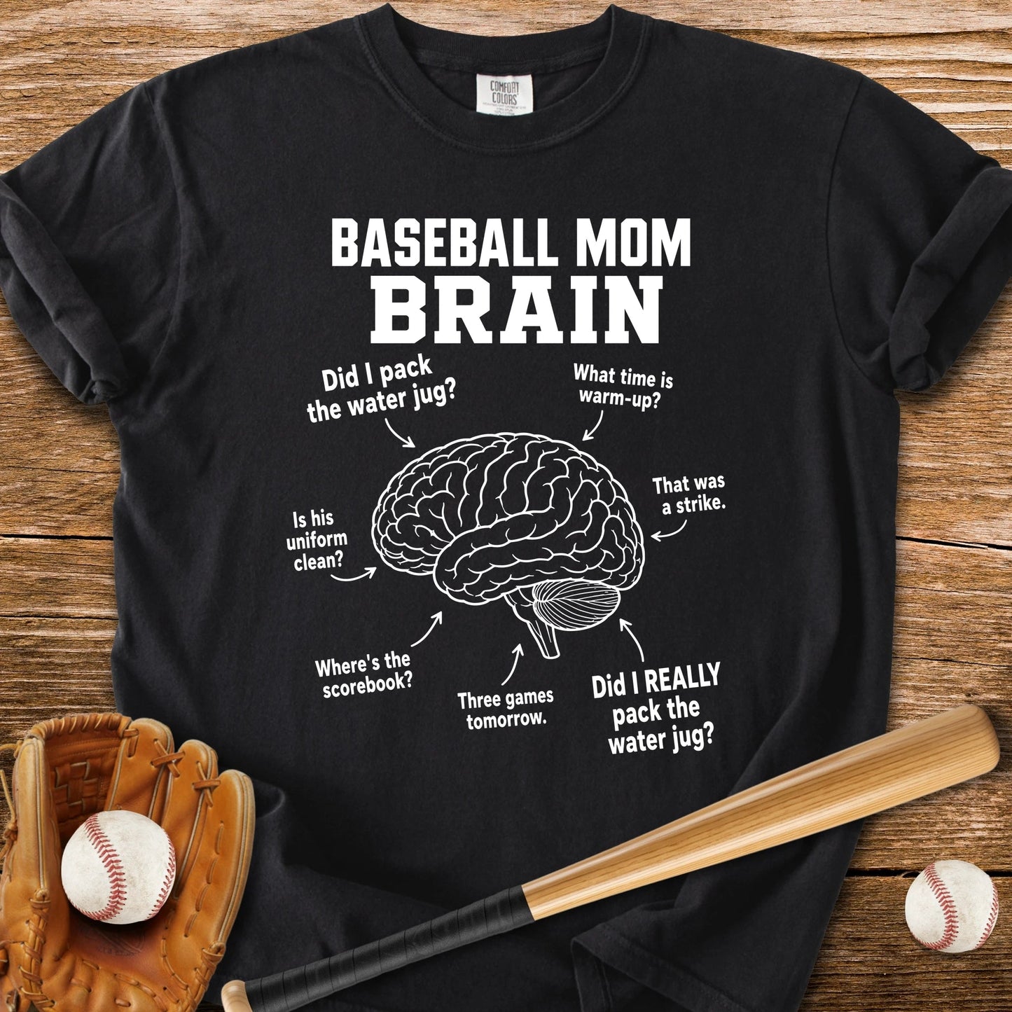 Baseball Mom Brain - HomeRun PrintsComfort Colors