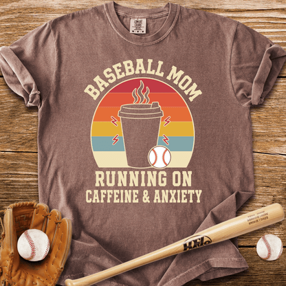 Baseball Mom Caffeine & Anxiety T-Shirt - HomeRun PrintsComfort Colors