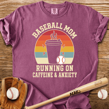 Baseball Mom Caffeine & Anxiety T-Shirt - HomeRun PrintsComfort Colors