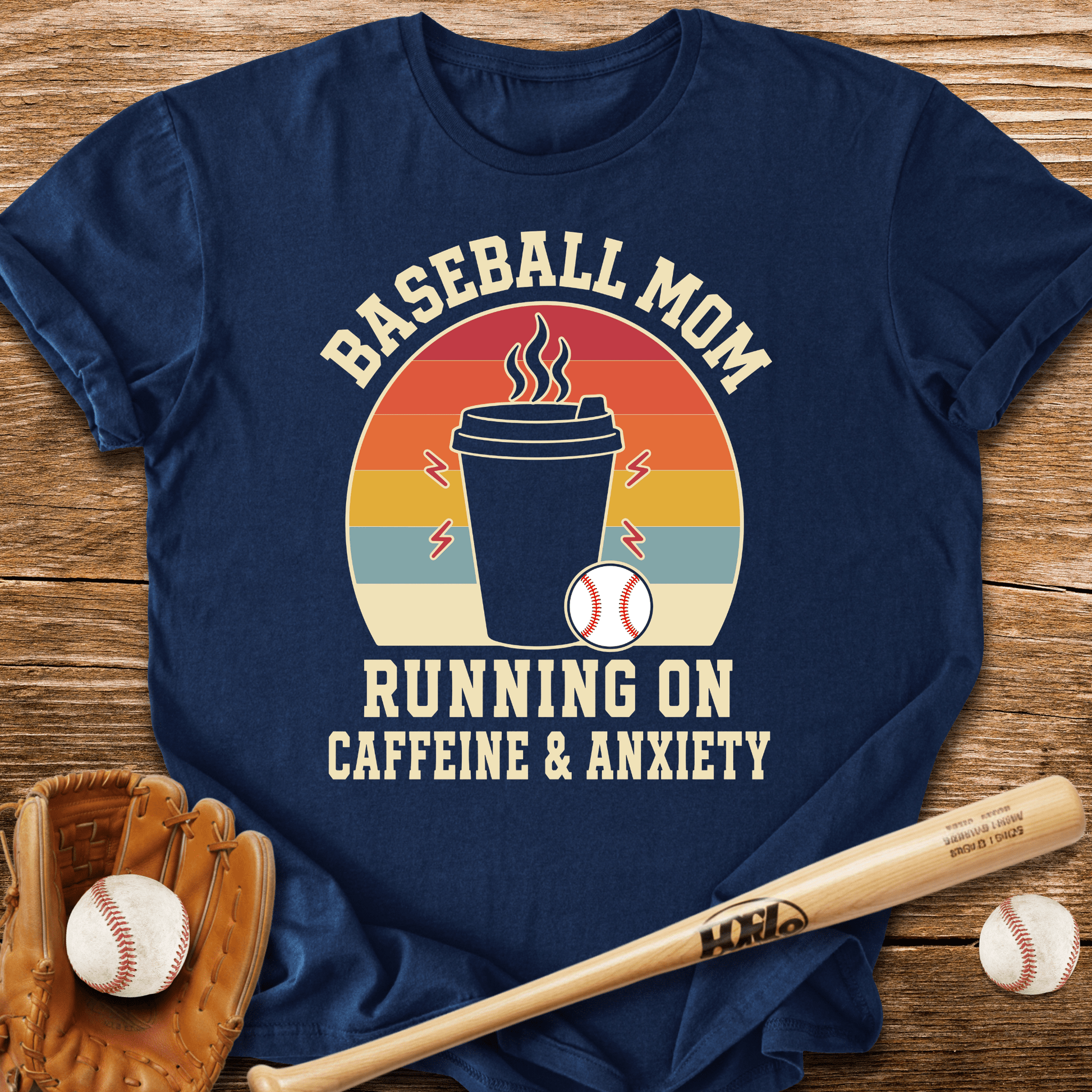 Baseball Mom Caffeine & Anxiety T-Shirt - HomeRun PrintsT-Shirt