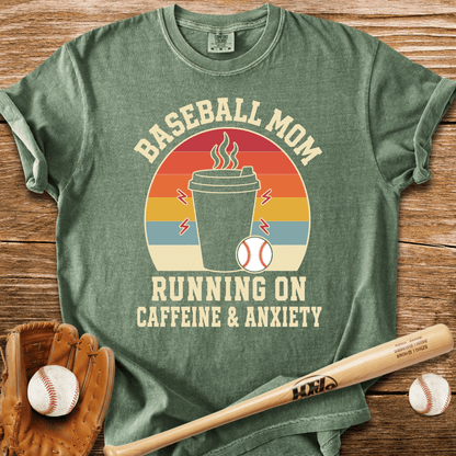 Baseball Mom Caffeine & Anxiety T-Shirt - HomeRun PrintsComfort Colors