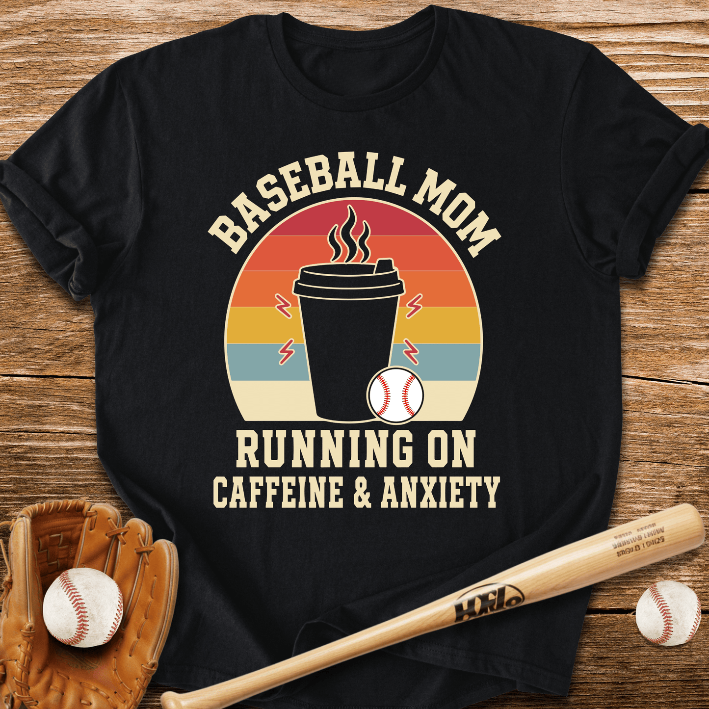 Baseball Mom Caffeine & Anxiety T-Shirt - HomeRun PrintsT-Shirt
