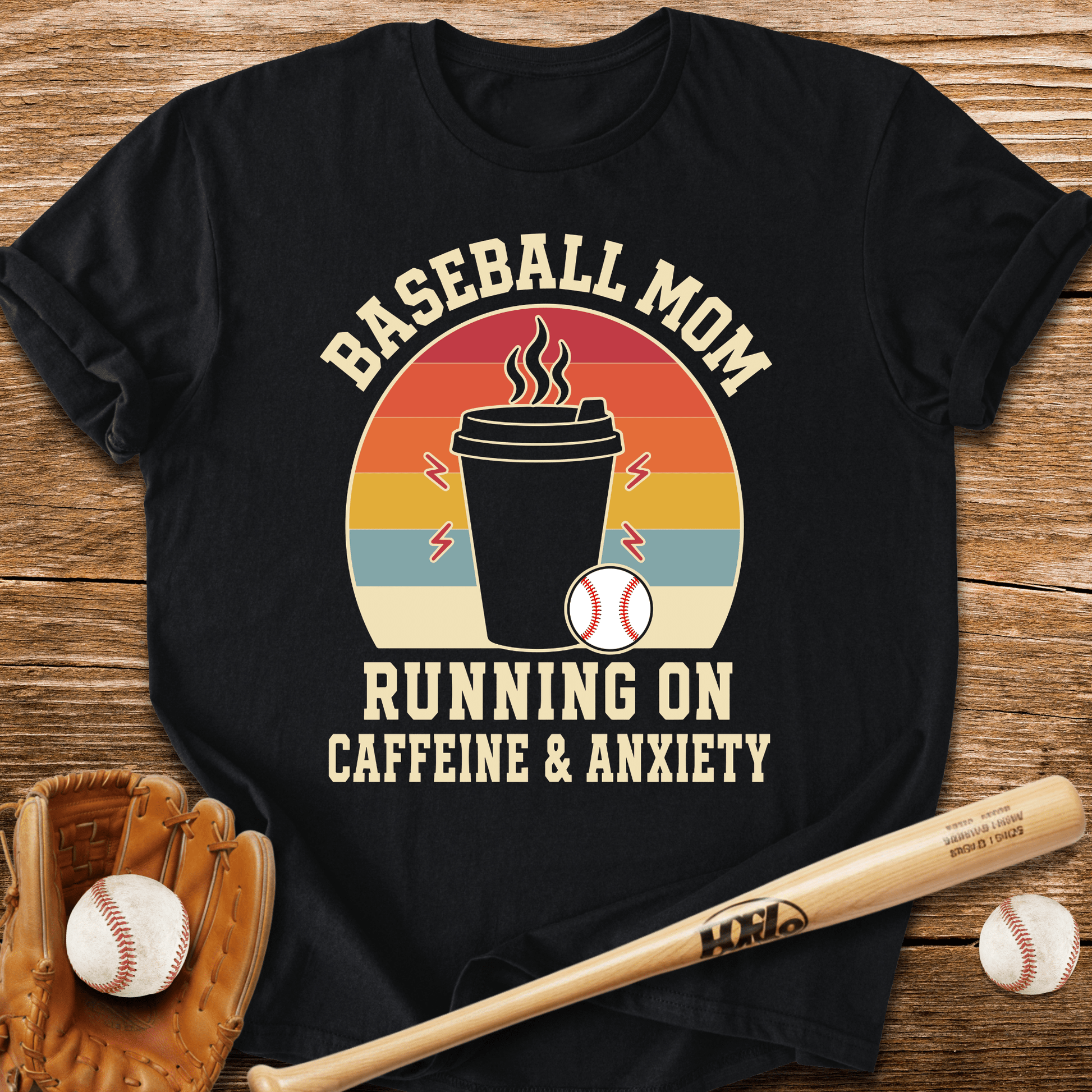 Baseball Mom Caffeine & Anxiety T-Shirt - HomeRun PrintsT-Shirt