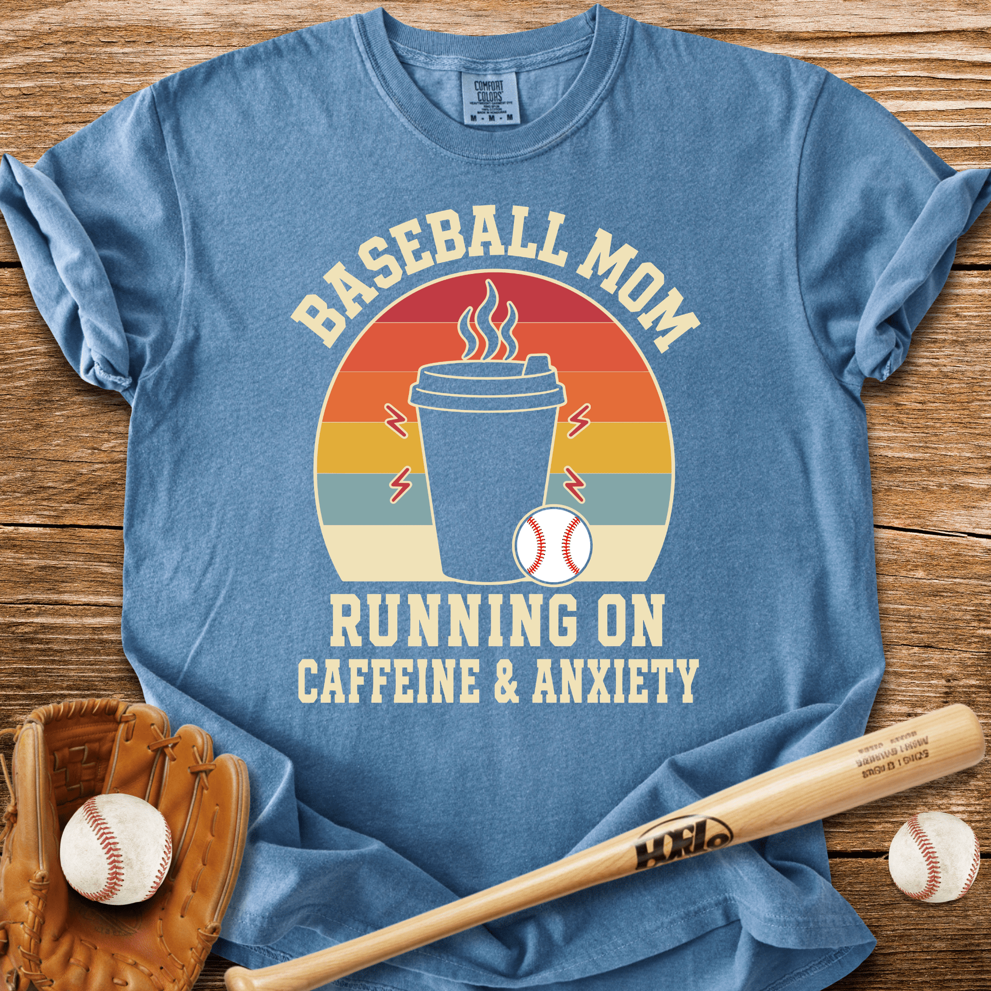 Baseball Mom Caffeine & Anxiety T-Shirt - HomeRun PrintsComfort Colors