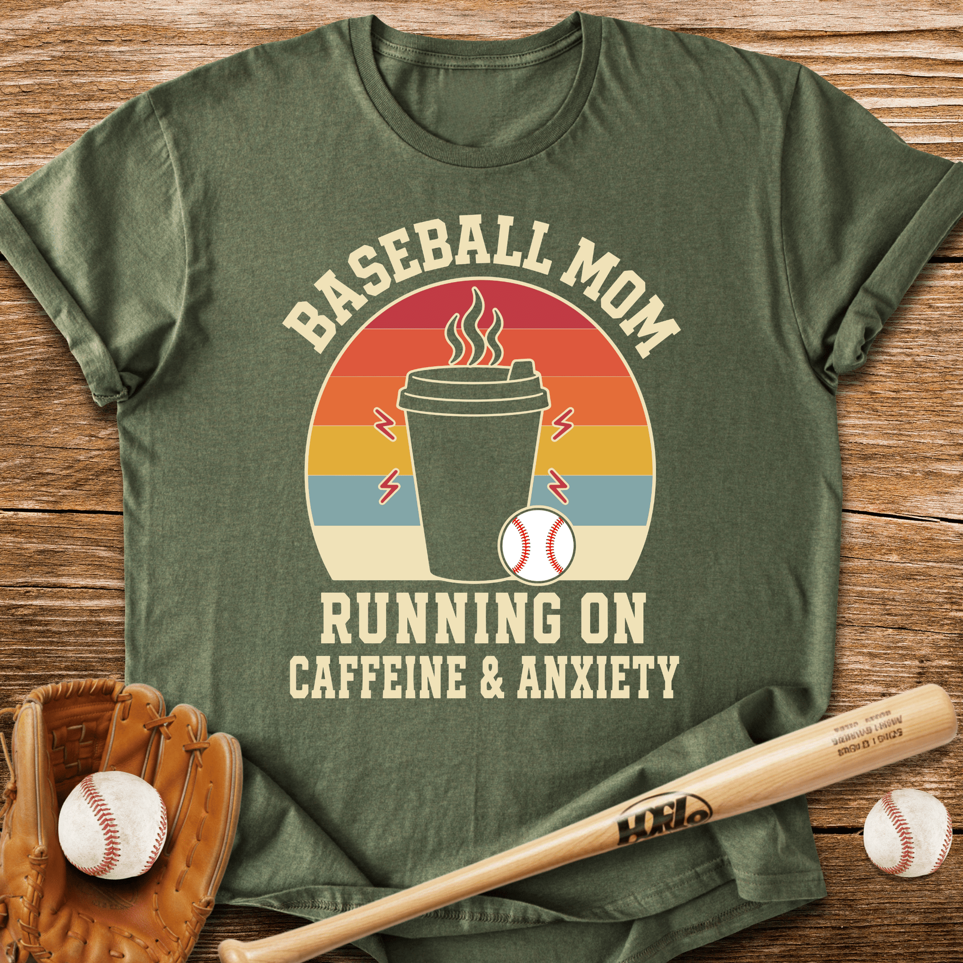 Baseball Mom Caffeine & Anxiety T-Shirt - HomeRun PrintsT-Shirt