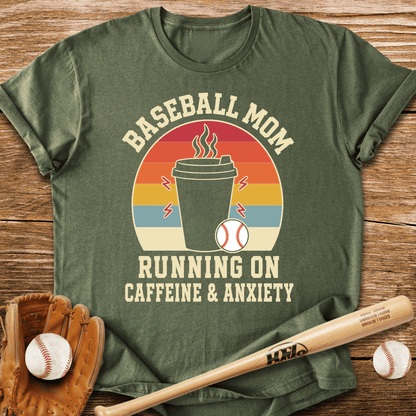 Baseball Mom Caffeine & Anxiety T-Shirt - HomeRun PrintsT-Shirt