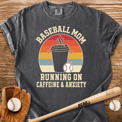 Baseball Mom Caffeine & Anxiety T-Shirt - HomeRun PrintsComfort Colors