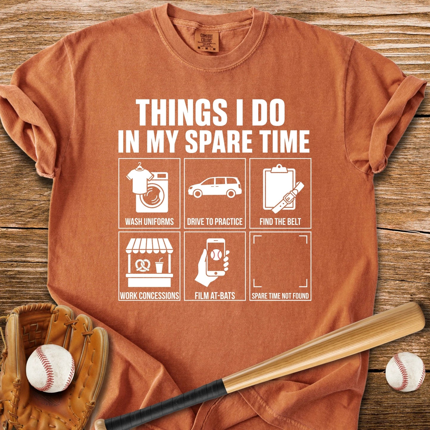Baseball Parent Spare Time - HomeRun PrintsComfort Colors