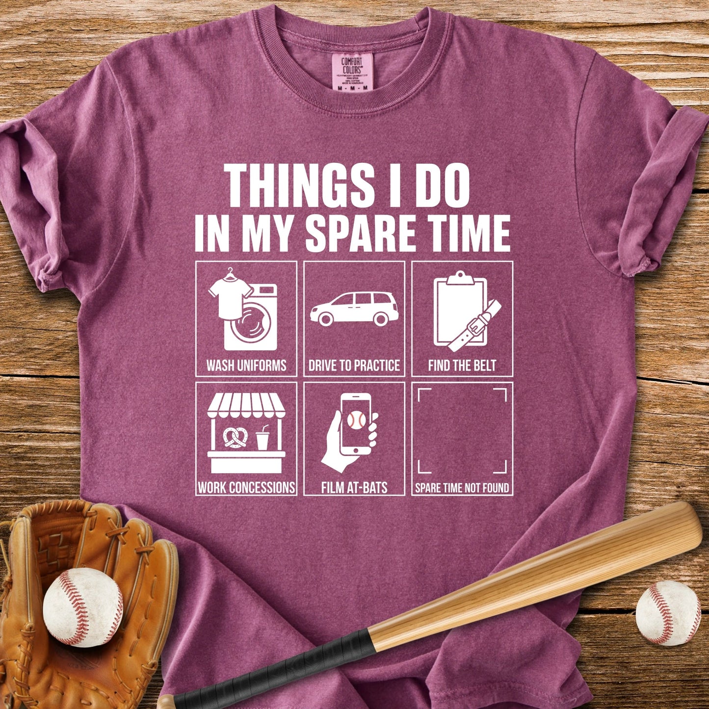 Baseball Parent Spare Time - HomeRun PrintsComfort Colors