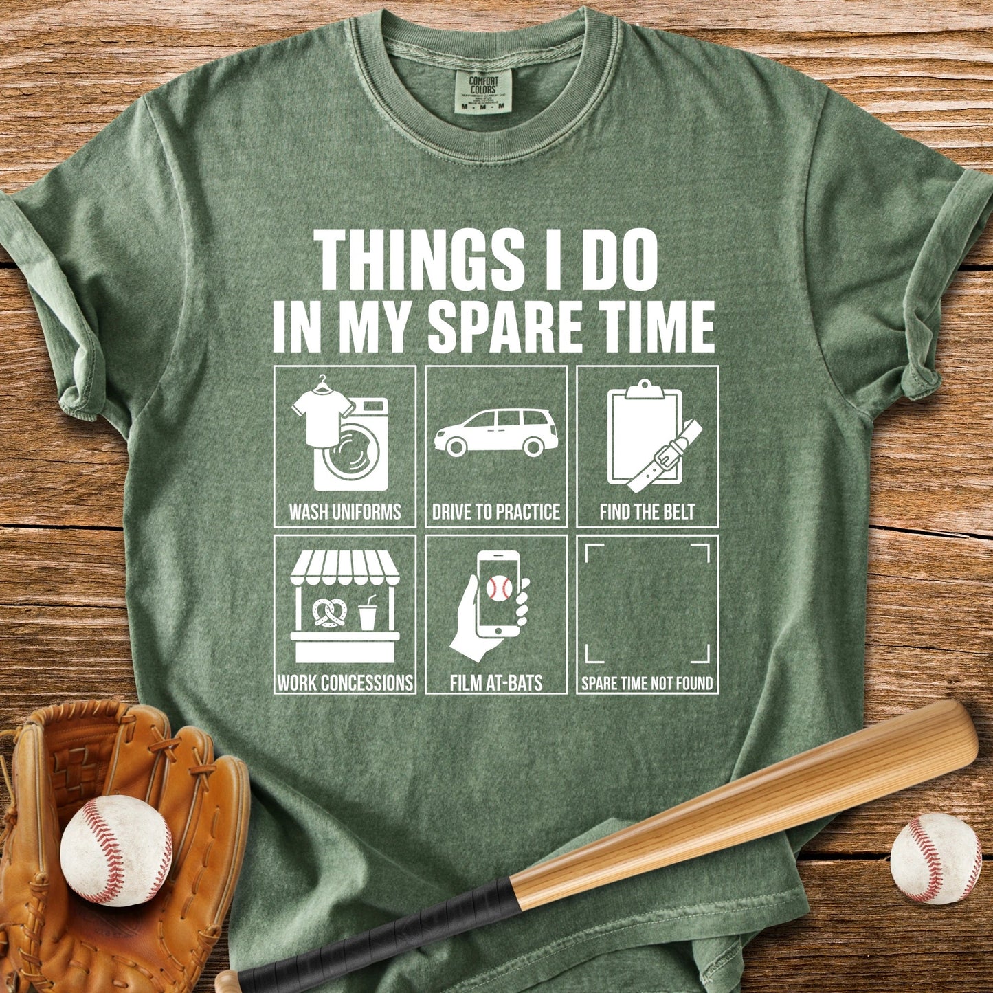 Baseball Parent Spare Time - HomeRun PrintsComfort Colors