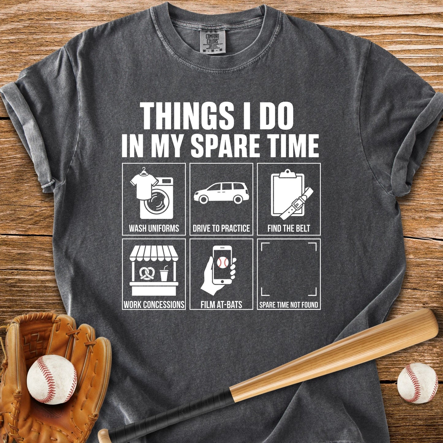 Baseball Parent Spare Time - HomeRun PrintsComfort Colors