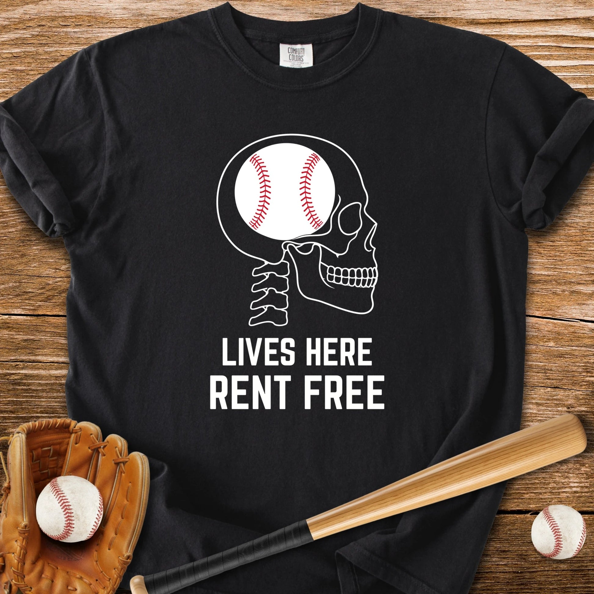 Baseball Rent-Free Brain - HomeRun PrintsComfort Colors