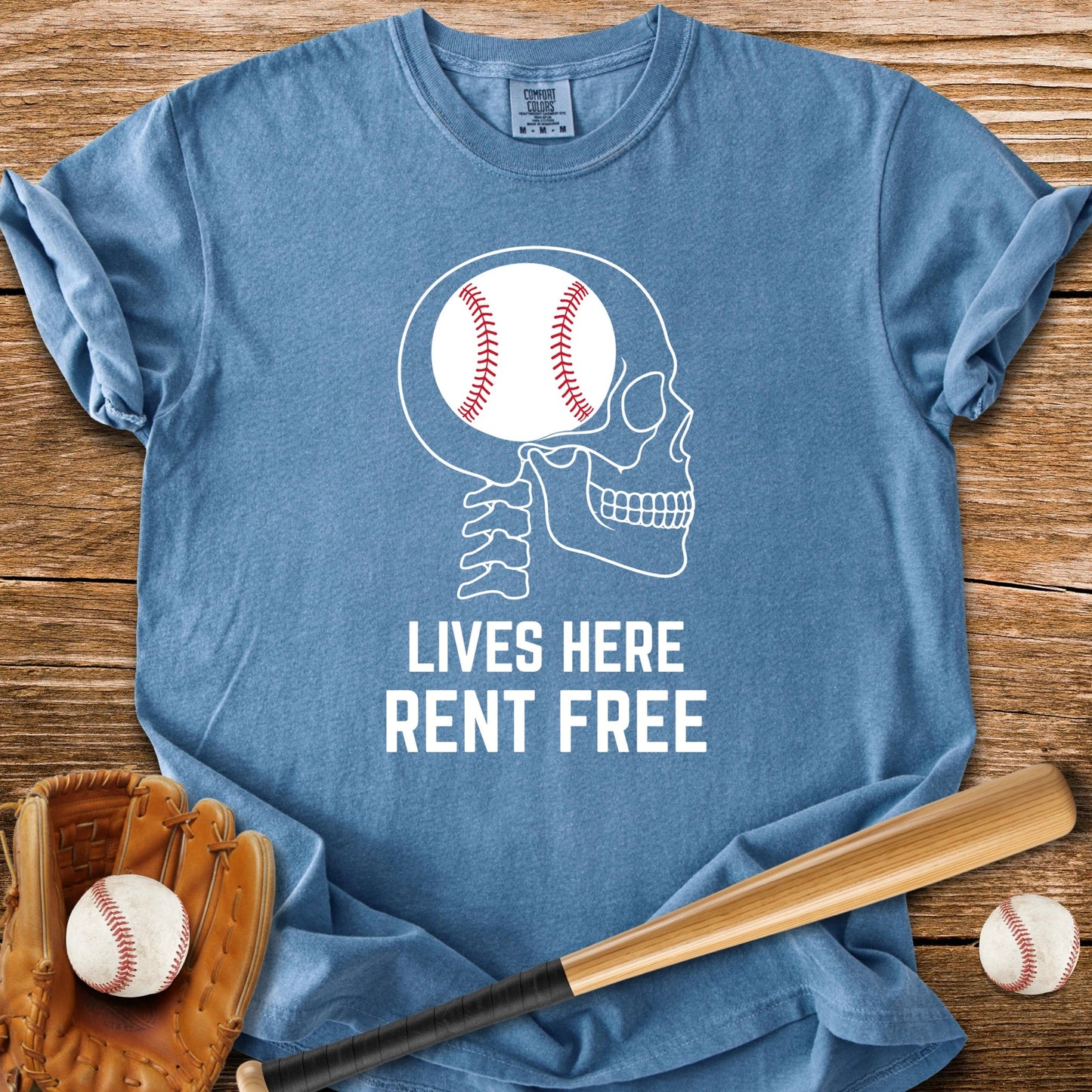 Baseball Rent-Free Brain - HomeRun PrintsComfort Colors