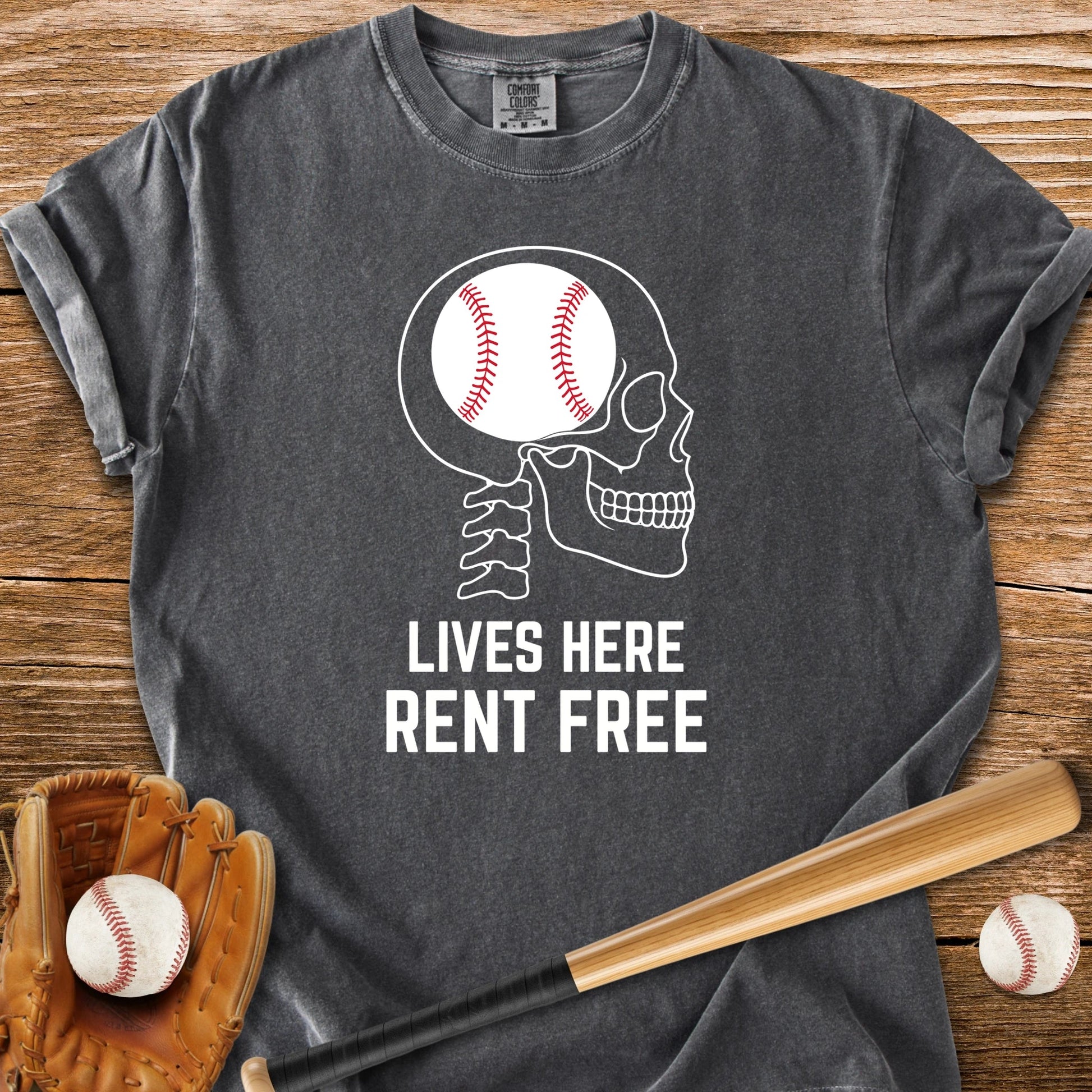 Baseball Rent-Free Brain - HomeRun PrintsComfort Colors