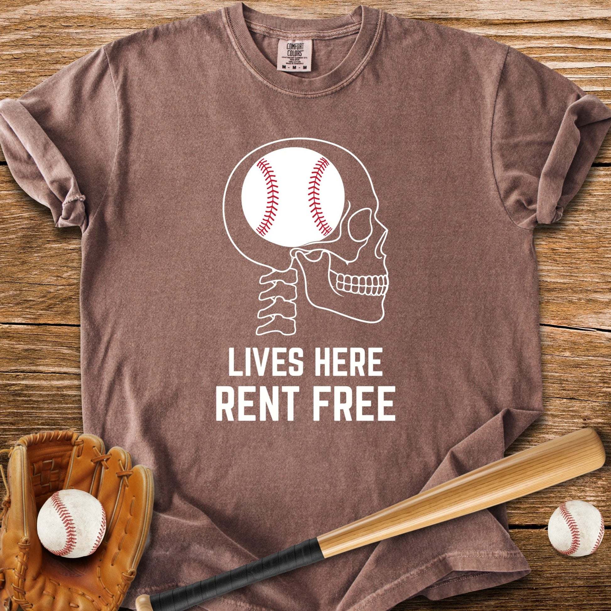 Baseball Rent-Free Brain - HomeRun PrintsComfort Colors