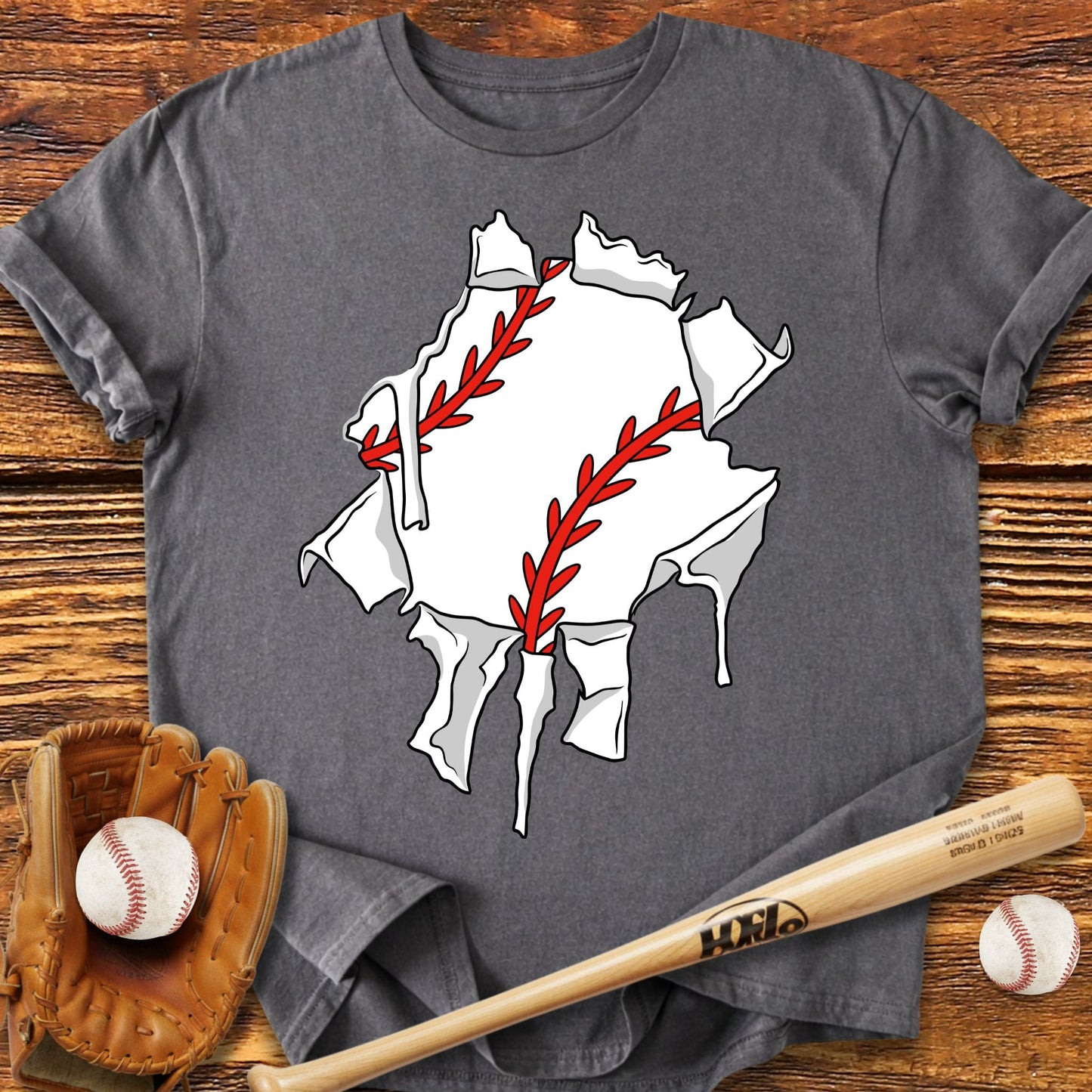 Baseball Ripping Through T-Shirt - HomeRun PrintsT-Shirt
