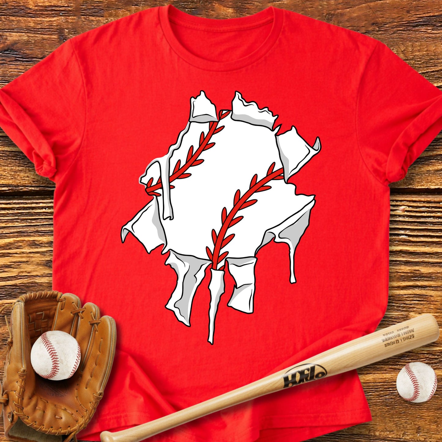 Baseball Ripping Through T-Shirt - HomeRun PrintsT-Shirt