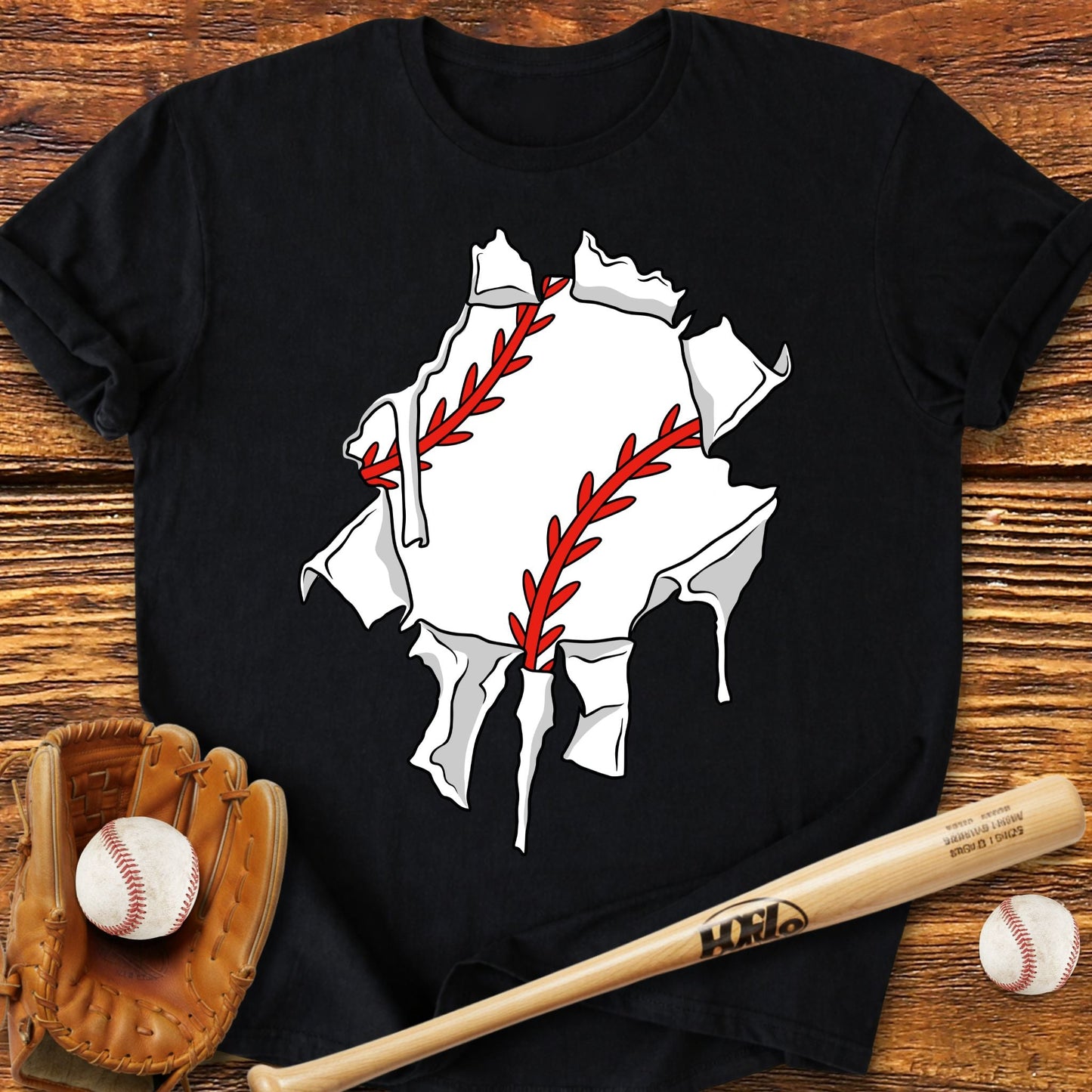 Baseball Ripping Through T-Shirt - HomeRun PrintsT-Shirt