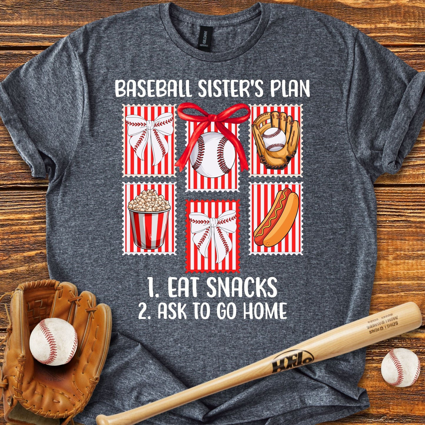 Baseball Sister Bow T-shirt - HomeRun PrintsT-Shirt
