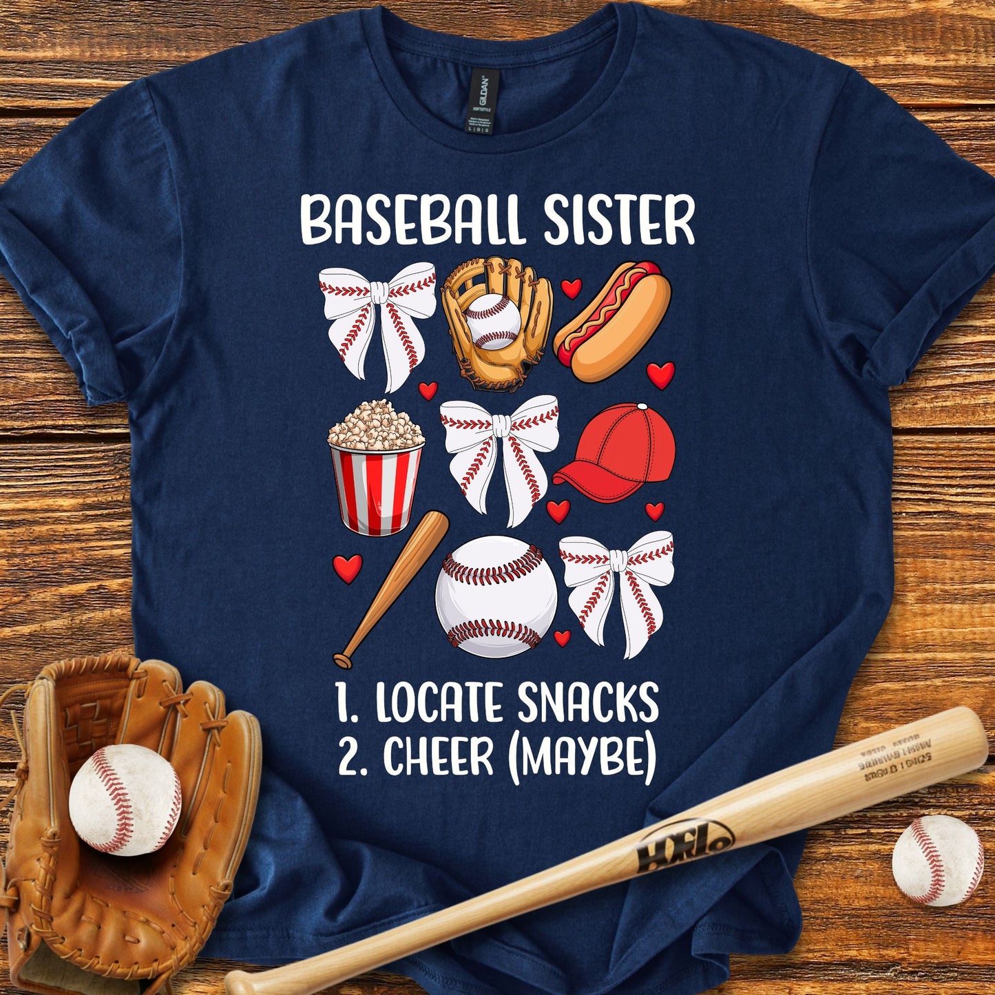 Baseball Sister Bow T-shirt - HomeRun PrintsT-Shirt