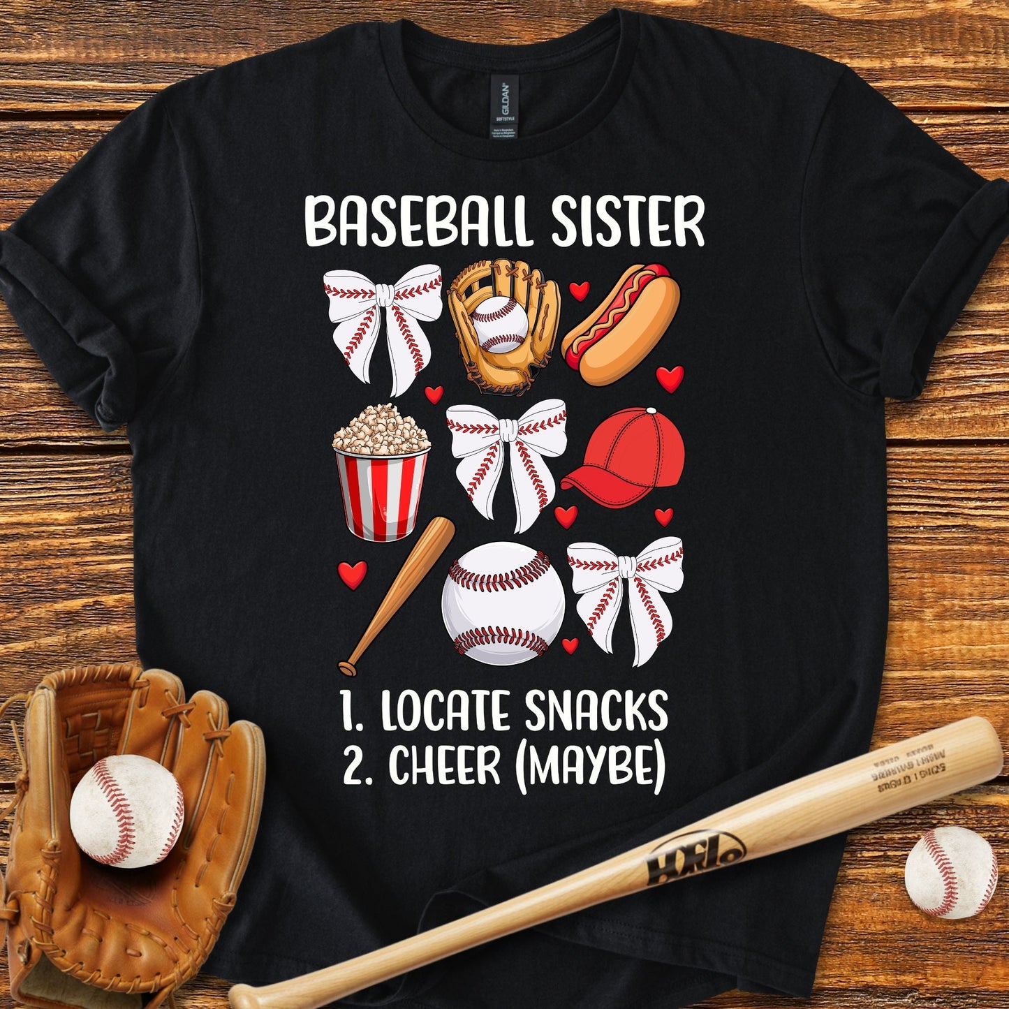 Baseball Sister Bow T-shirt - HomeRun PrintsT-Shirt