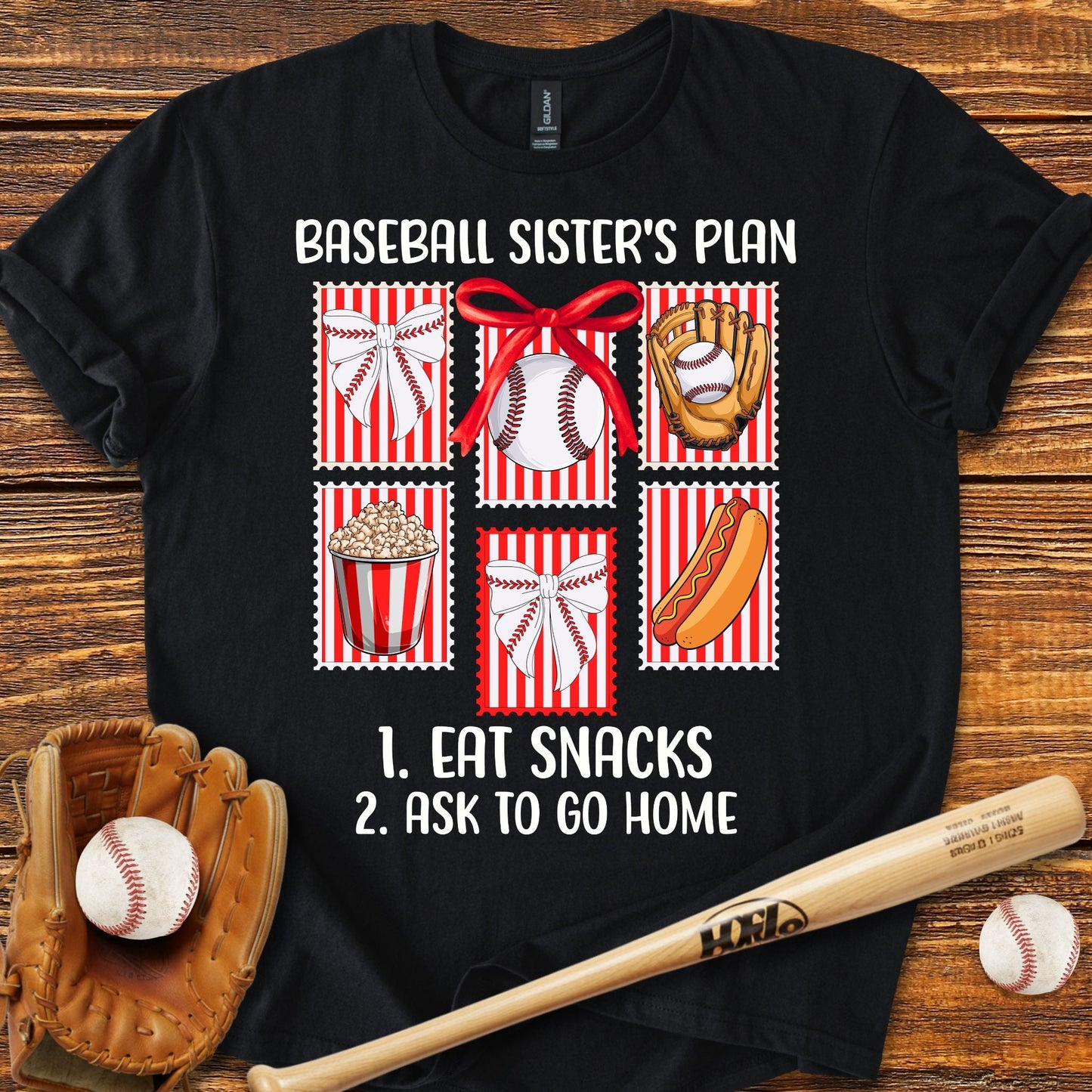 Baseball Sister Bow T-shirt - HomeRun PrintsT-Shirt