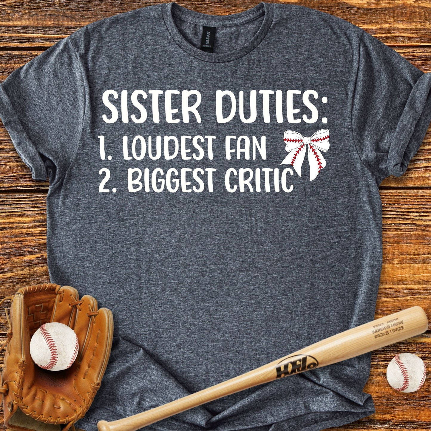 Baseball Sister Bow T-shirt - HomeRun PrintsT-Shirt