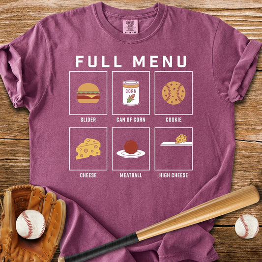 Baseball Slang Diner Menu - HomeRun PrintsComfort Colors