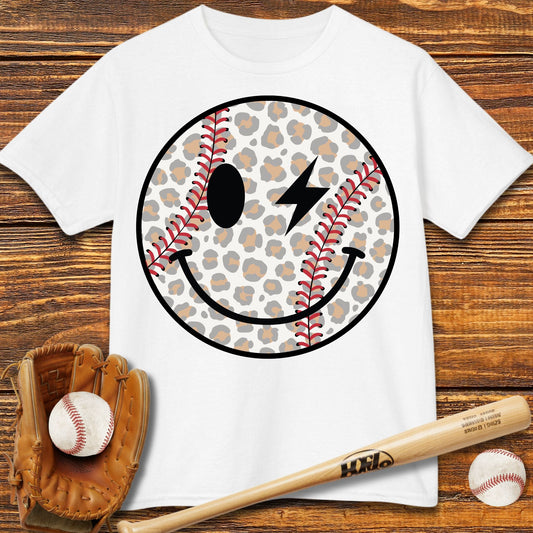 Baseball Smily Leopard Kids T-shirt - HomeRun PrintsKids clothes
