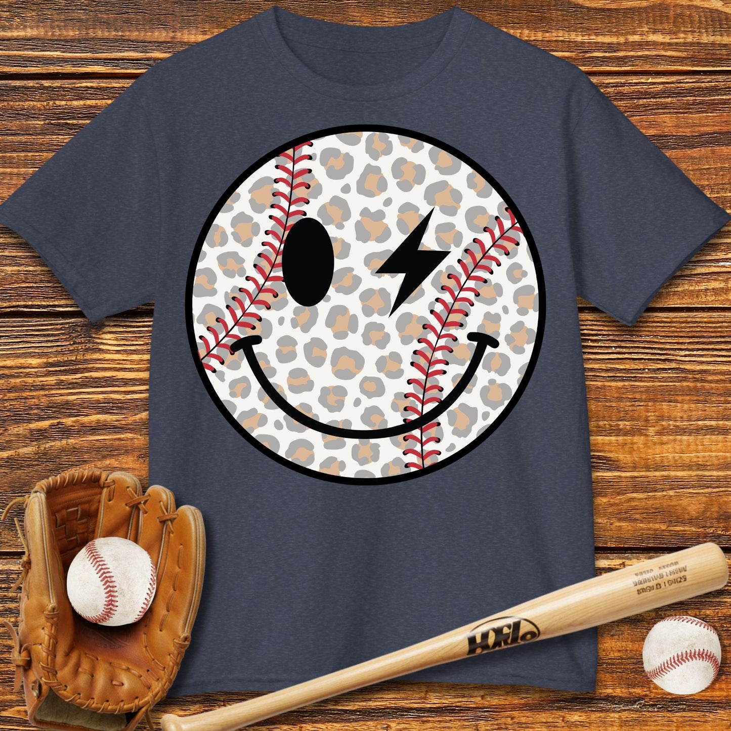 Baseball Smily Leopard Kids T-shirt - HomeRun PrintsKids clothes