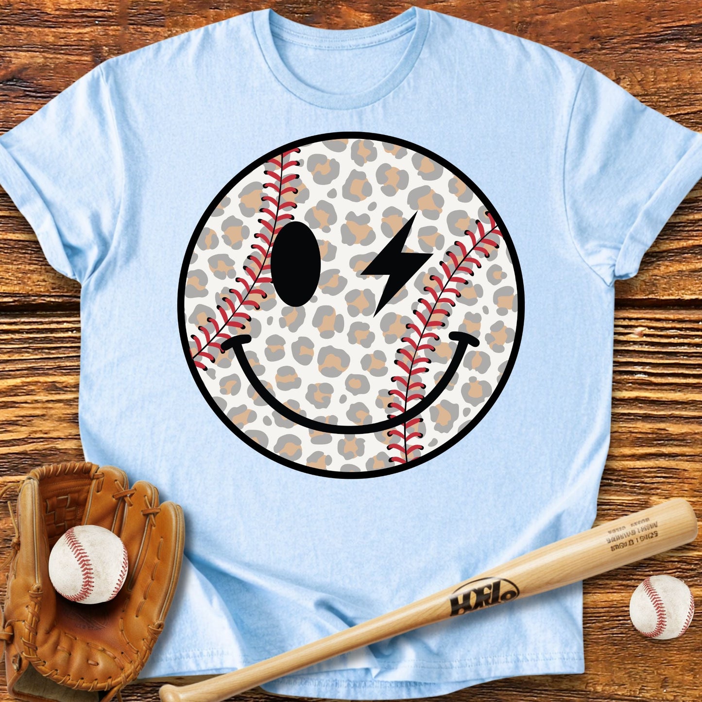 Baseball Smily Leopard T-Shirt - HomeRun PrintsT-Shirt